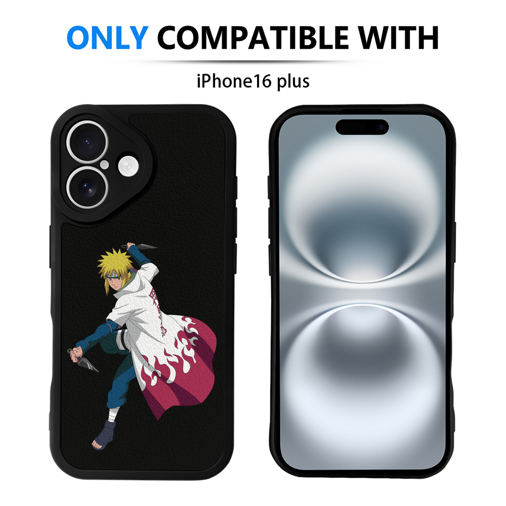 （画像用） NARUTO -ナルト- 波風 ミナト Namikaze Minato 【iPhone 16シリーズ対応】シリコンスマホケース（レザー調） 材質：シリコン
